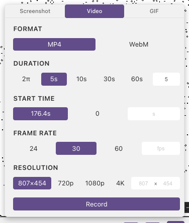 Video options