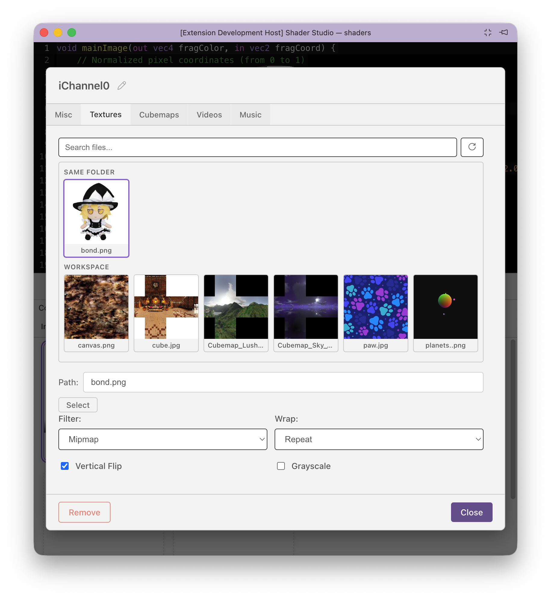 Selecting a texture